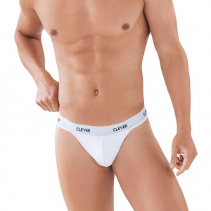 Мужские трусы тонги белые в сетку Clever LATIN LUST THONG 087601