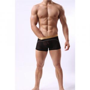 Мужские трусы боксеры с золотым поясом Cockon Boxer Black 828