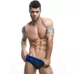 Мужские трусы брифы черные в сетку Pump Touchdown Brief Black Blue PM3-M214